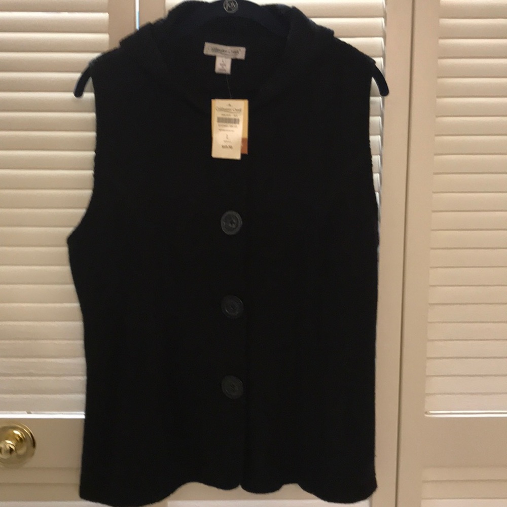 COLDWATER CREEK - HOODED SWEATER VEST SIZE: LARGE